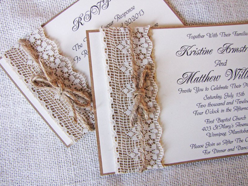 Rustic Homemade Wedding Invitations