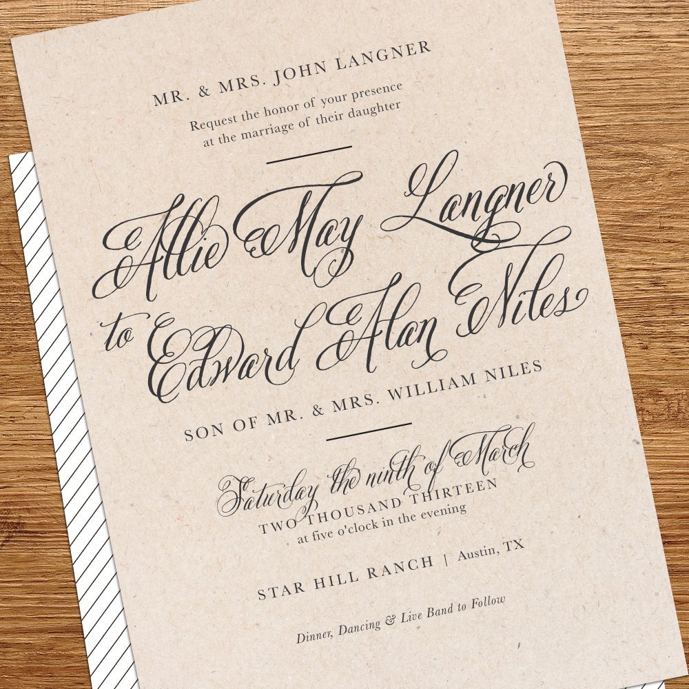 Rustic Simple Wedding Invitations