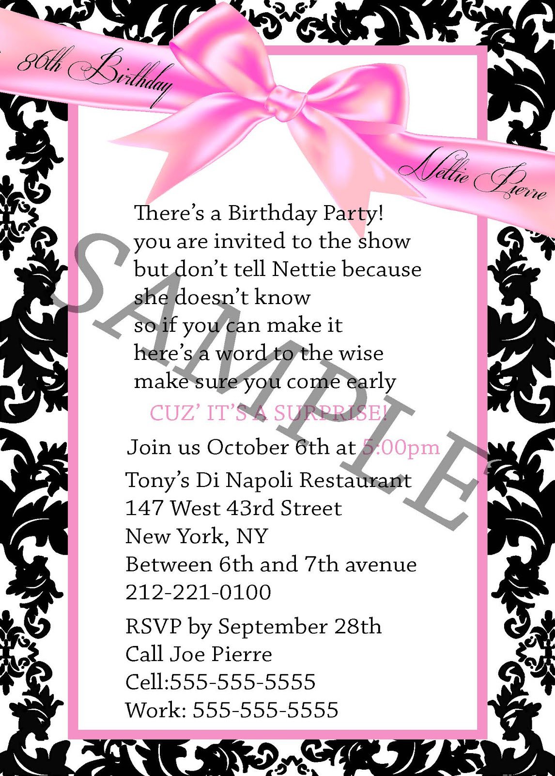 Sample 50th Birthday Invitations Wording