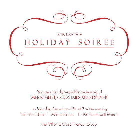 Sample Company Holiday Party Invitations