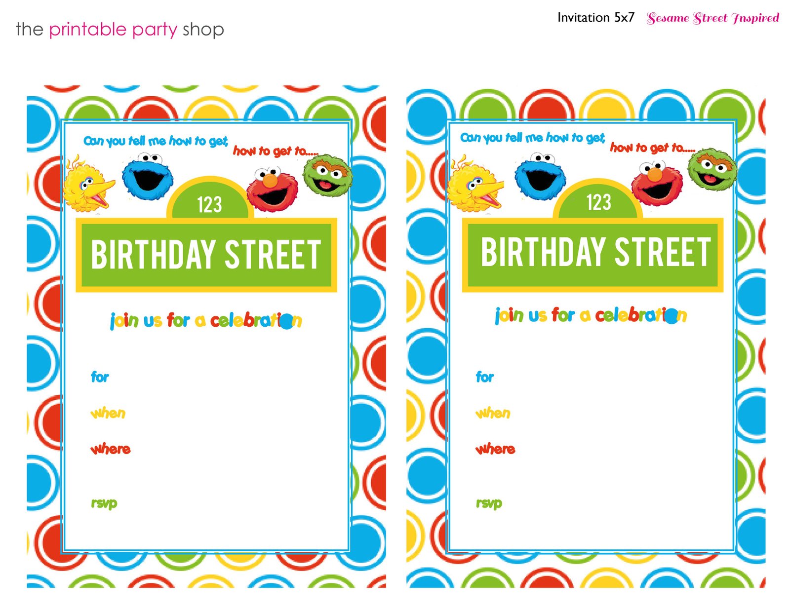 Sesame Street Birthday Invitations Printable