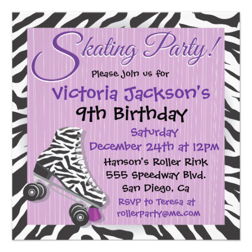 Skating Birthday Invitations Templates