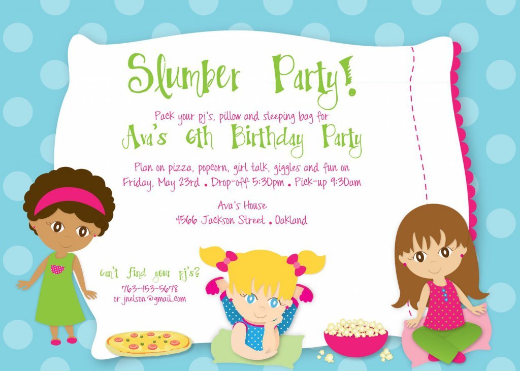 Slumber Party Birthday Invitation Templates