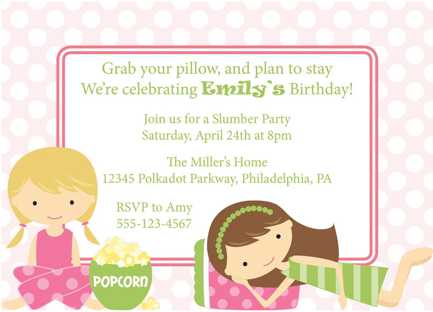 Slumber Party Birthday Invitation Wording