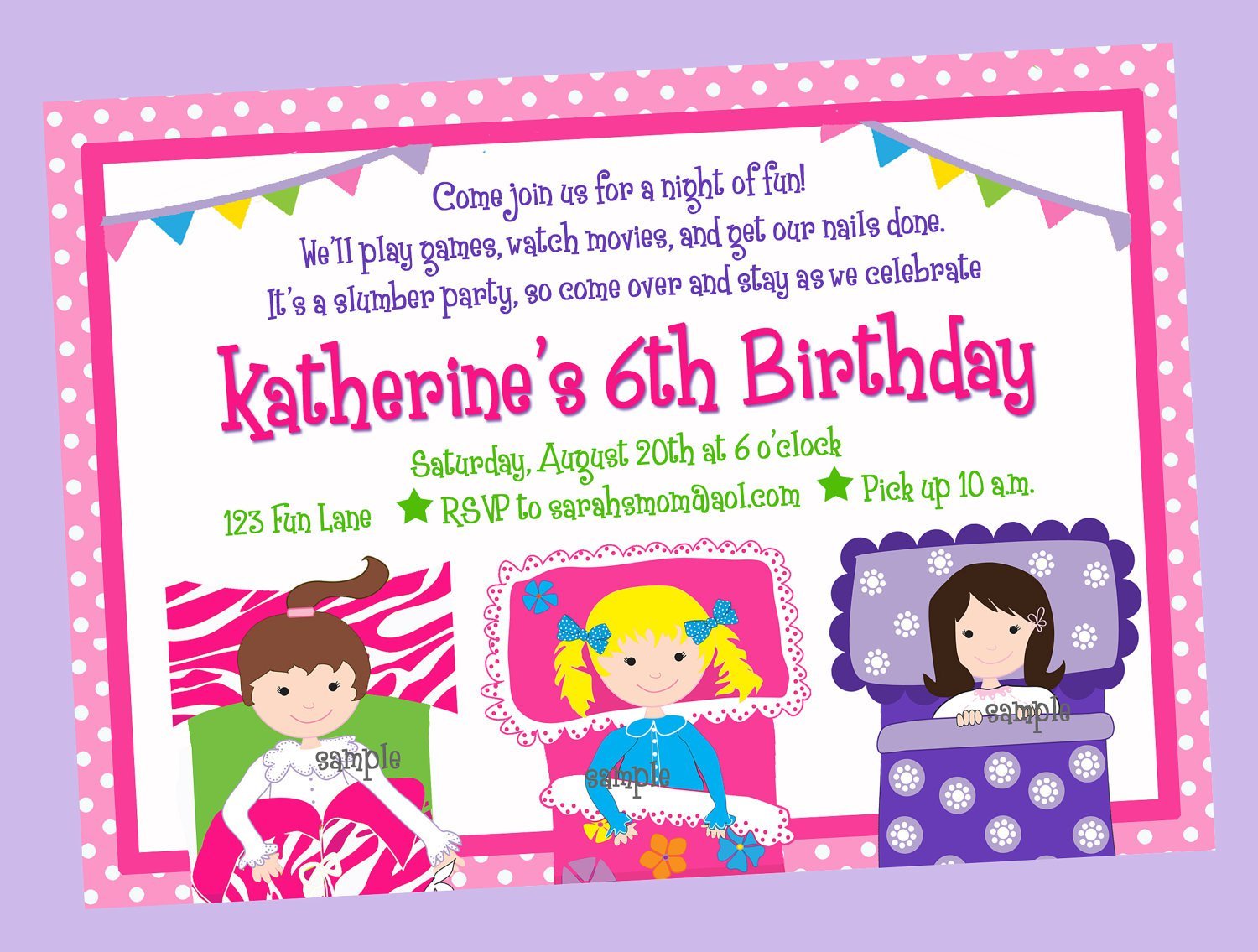 Slumber Party Invitation Wording Samples