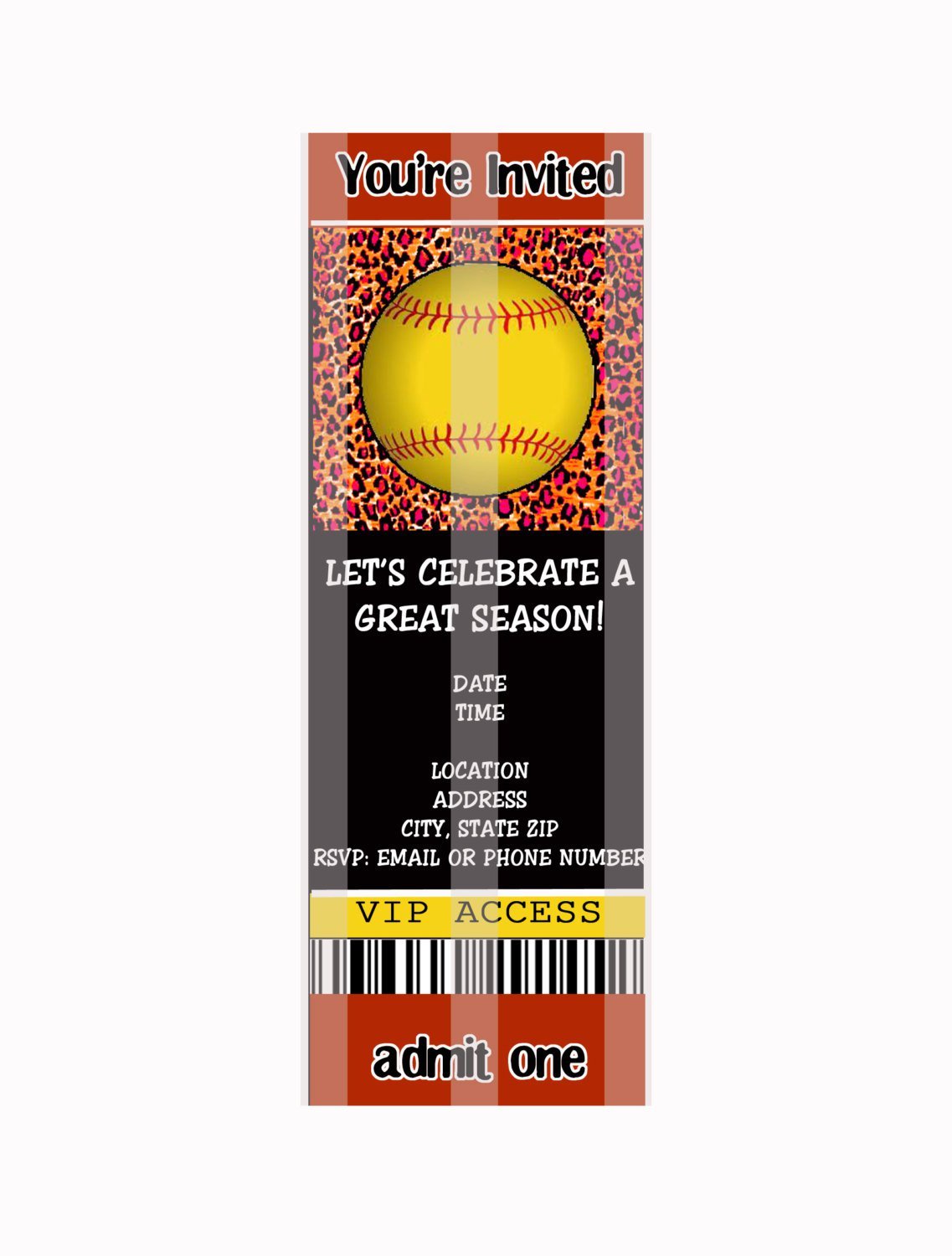 Softball Party Invitations