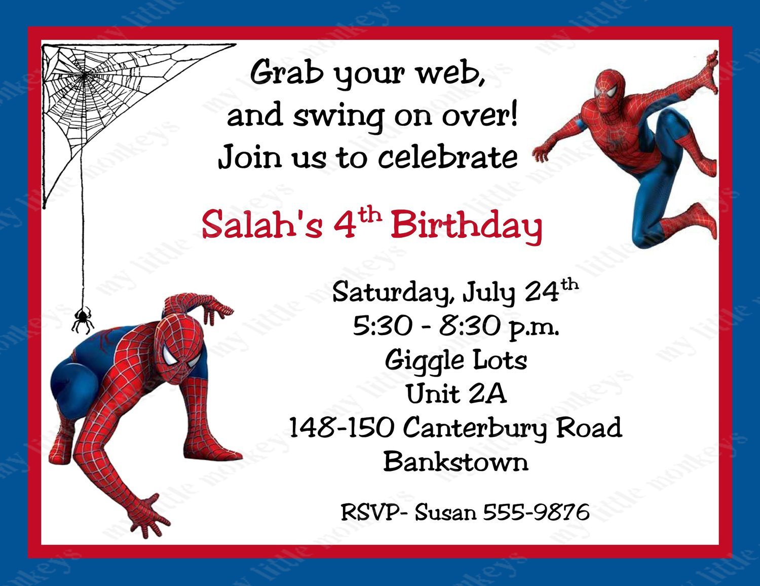 Spiderman Birthday Invitations Free