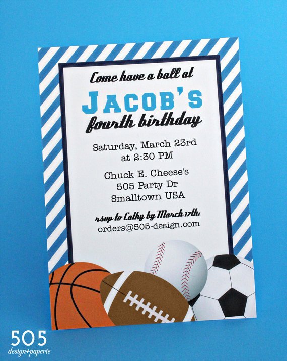 Sport Party Invitations For Boys