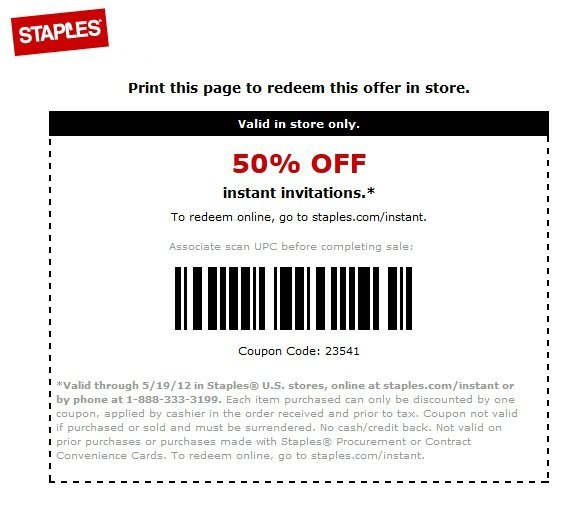 Staples Invitations Coupon