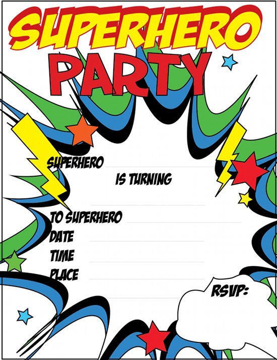 Superhero Invitation Templates Blank