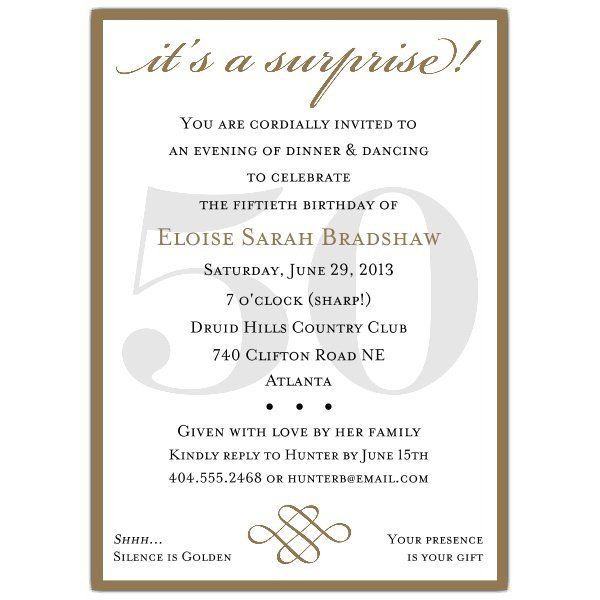 Surprise 50th Birthday Invitation Wording Samples
