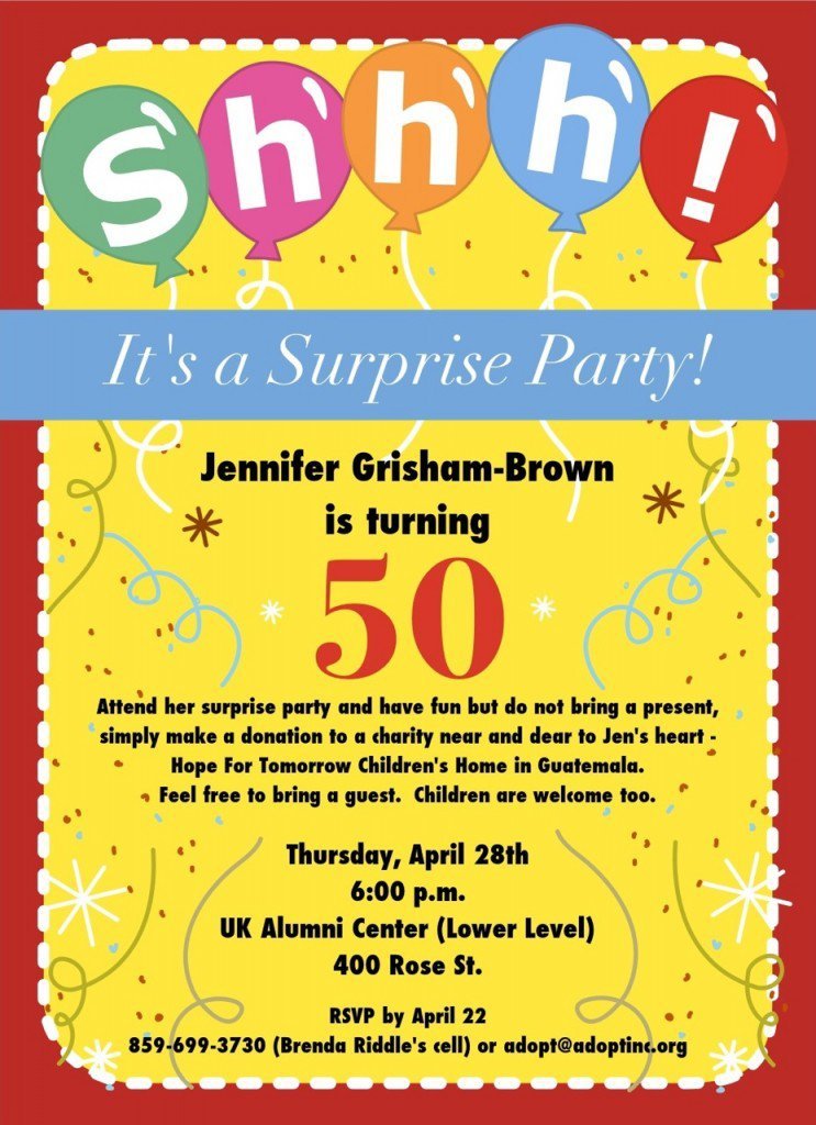 Surprise 50th Birthday Party Invitations Templates