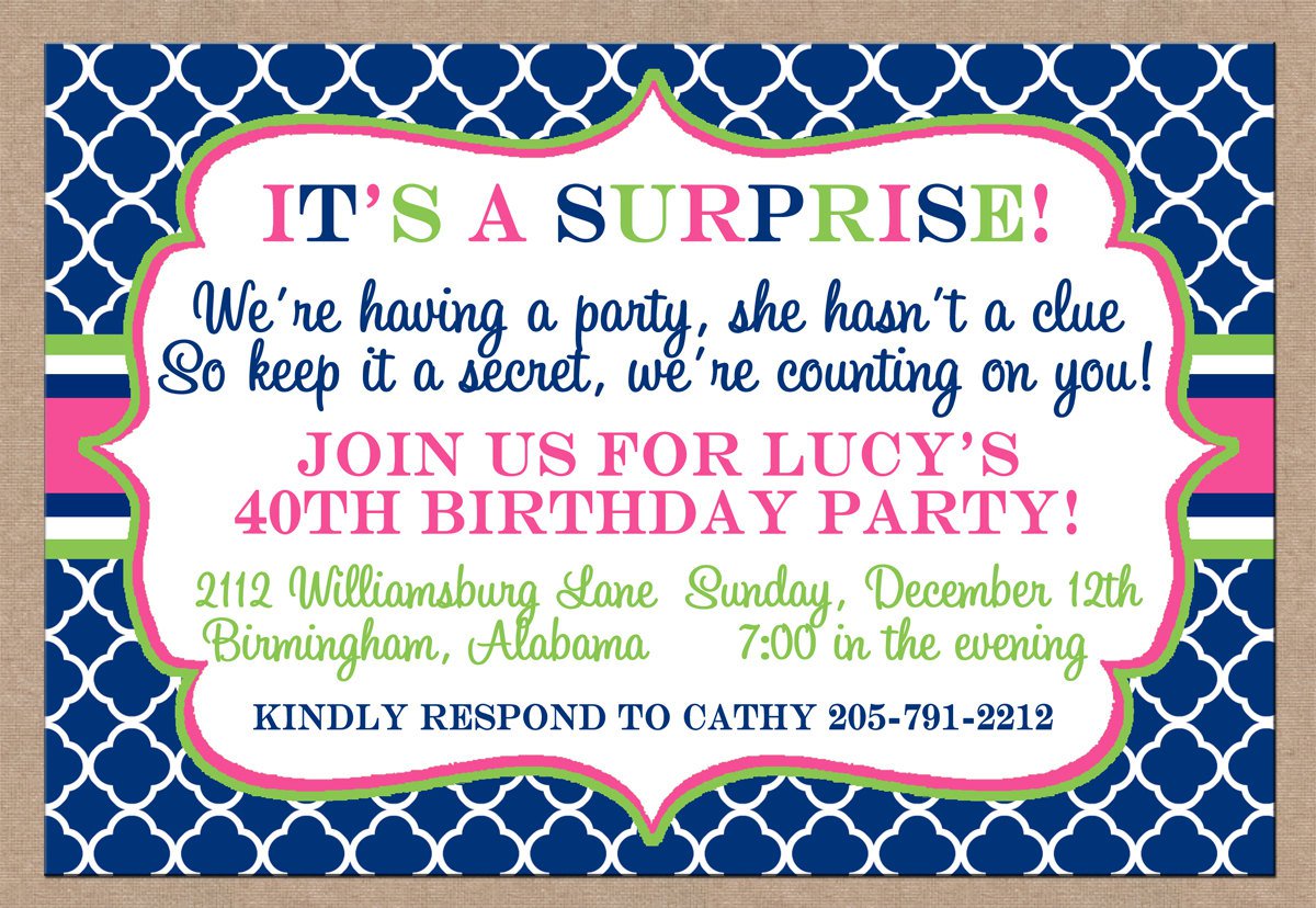 Surprise Party Invitation Wording 60th