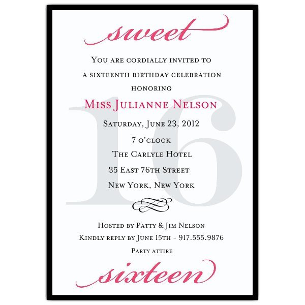 Sweet Sixteen Birthday Invitation Wording