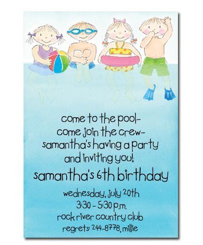 Swimming Birthday Girl Invitations Printable