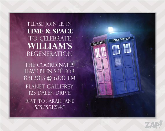 Tardis Birthday Invitations