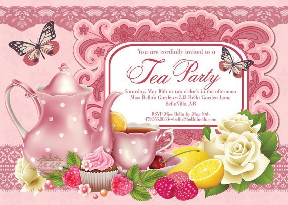 Tea Party Birthday Party Invitations