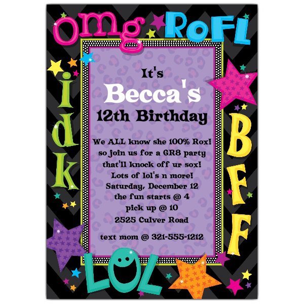 Teen Birthday Party Invitations