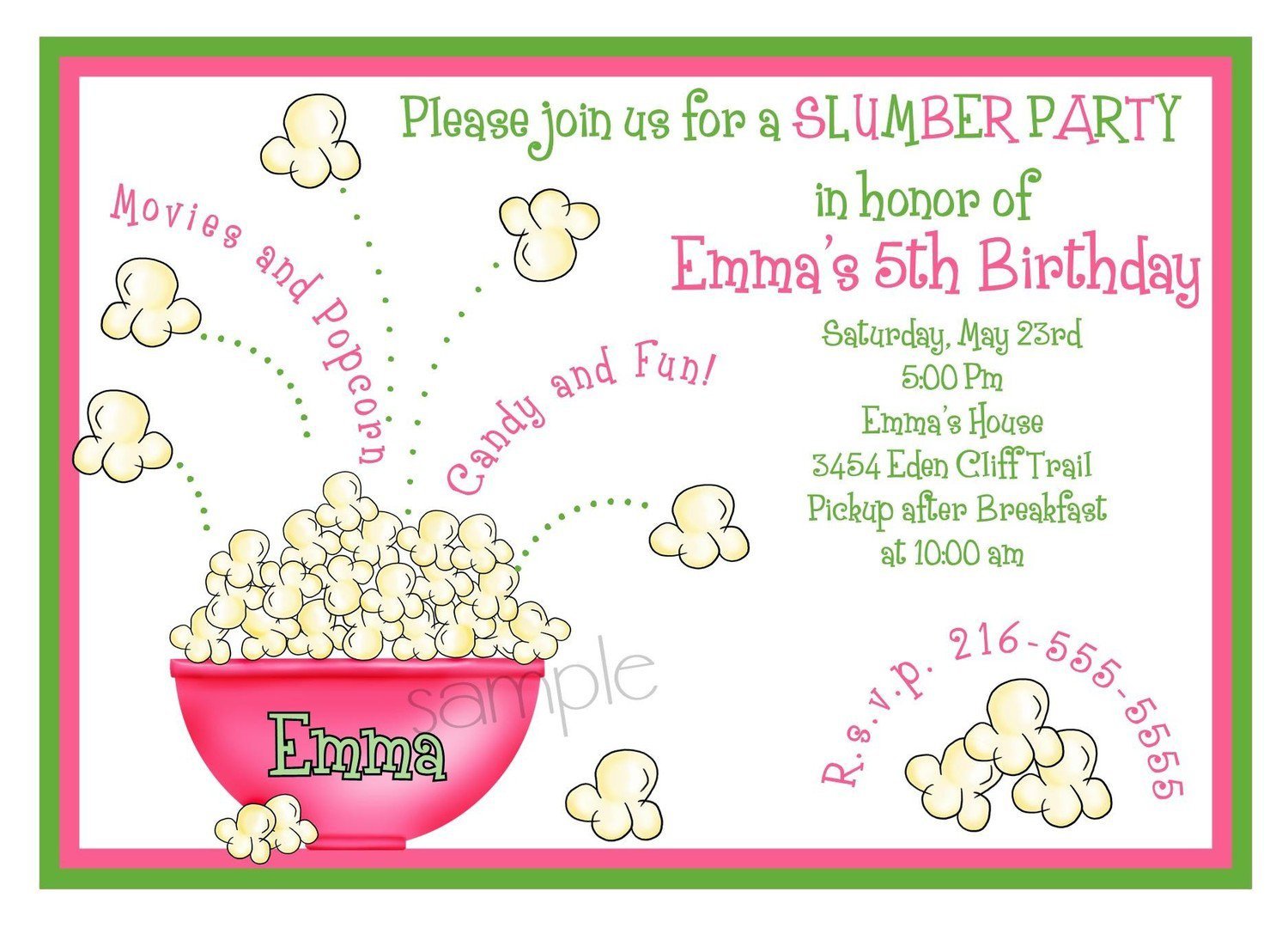 Teenage Slumber Party Invitation Wording