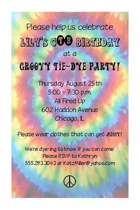 Tie Dye Invitations