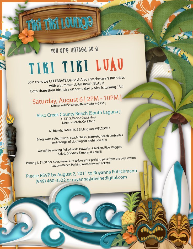 Tiki Invitations Ideas