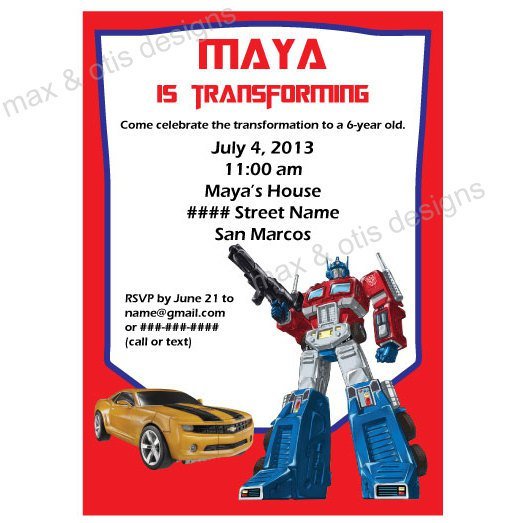 Transformer Invitations Templates Printable