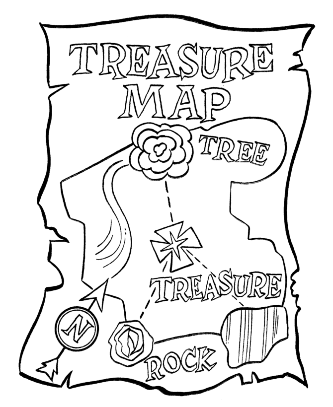 Treasure Map Coloring Pages