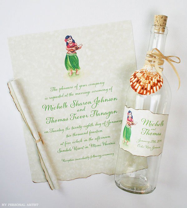 Tropical Invitations In A Bottle
