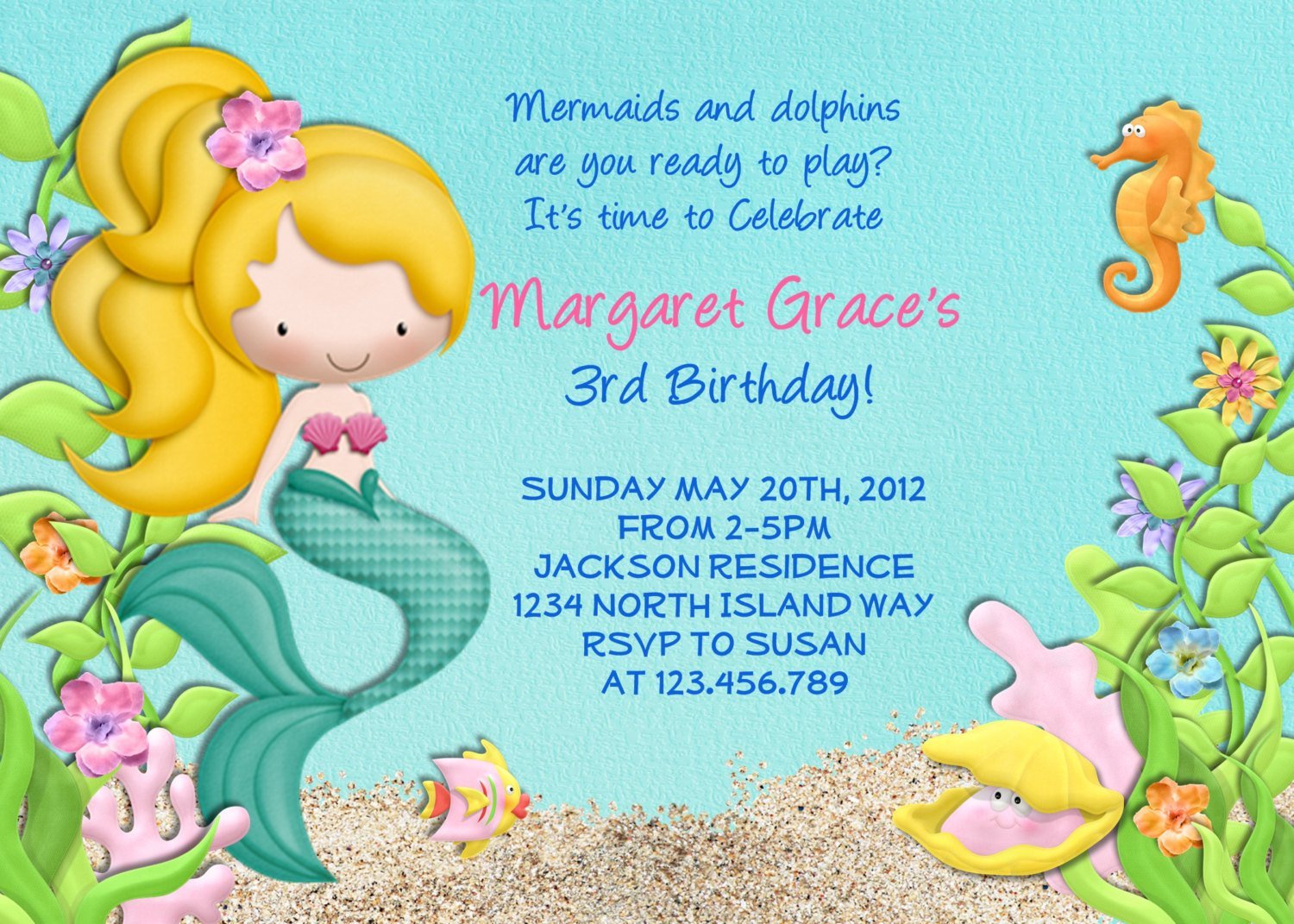 Under The Sea Invitations Mermaid