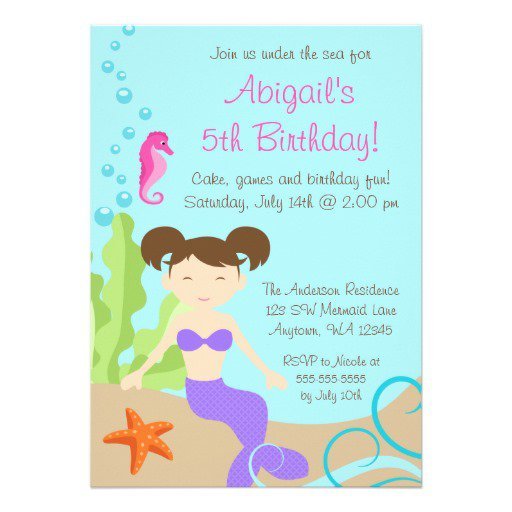 Under The Sea Mermaid Party Invitations