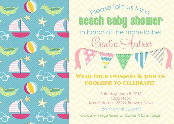 Vintage Beach Baby Shower Invitations