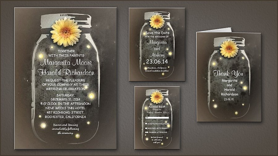 Vintage Mason Jar Wedding Invitations