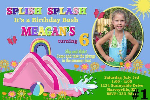 Water Slide Birthday Invitations Printable