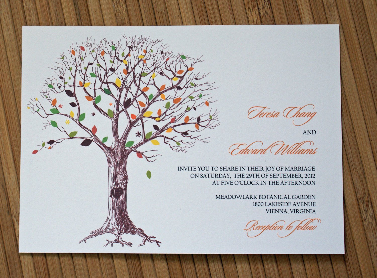 Wedding Invitations Tree With Initials