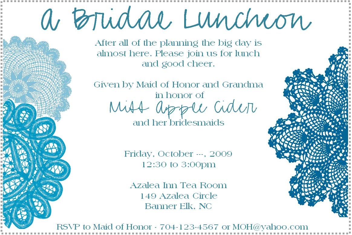 Wedding Luncheon Invitation Examples