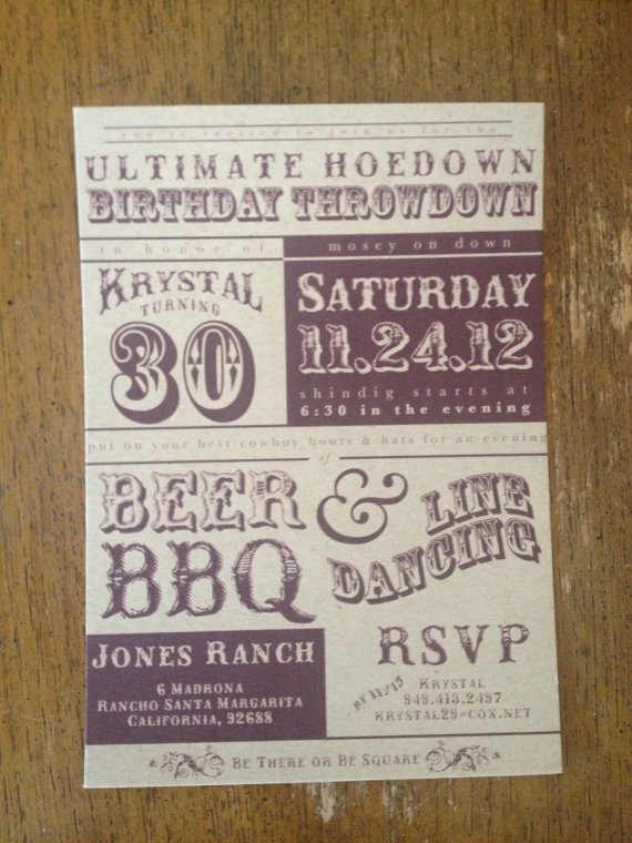 Western Birthday Party Invitation Wording