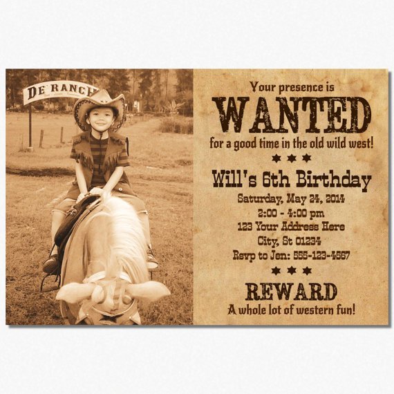 Western Wanted Birthday Party Invitation