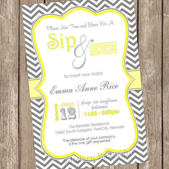 Yellow Chevron Invitations