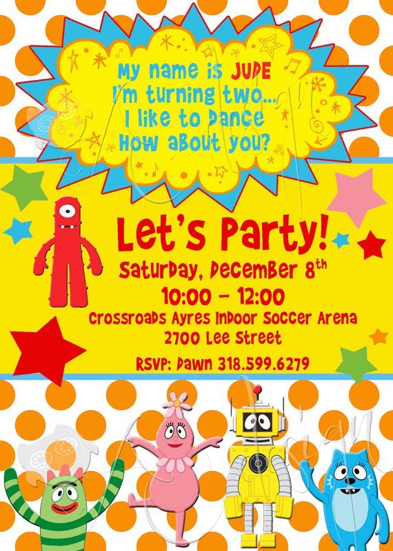 Yo Gabba Gabba Birthday Party Invitation Wording