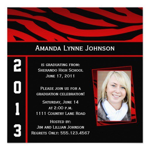 Zebra Print Graduation Invitations