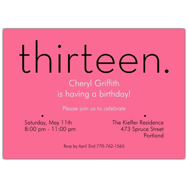 13th Birthday Invitation Wording