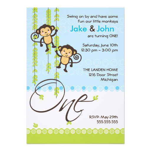 1st Birthday Invitation Card For Twins