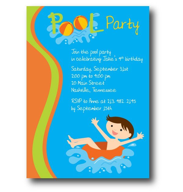 1st Birthday Pool Party Invitations