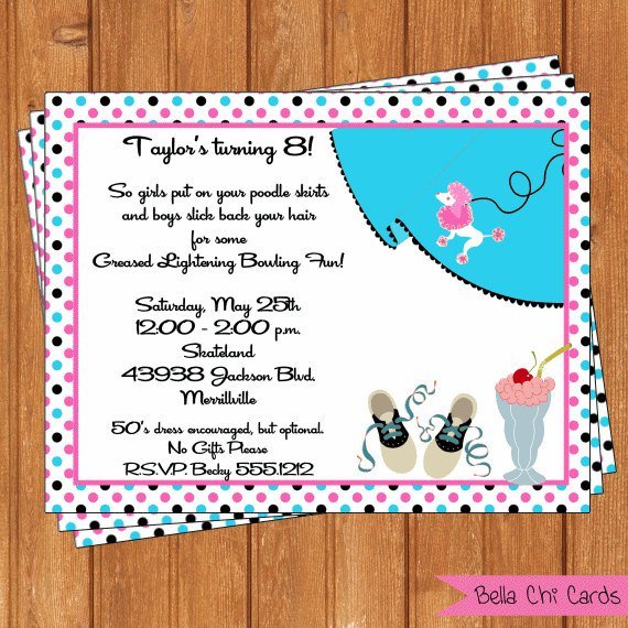 39;s Sock Hop Birthday Invitations