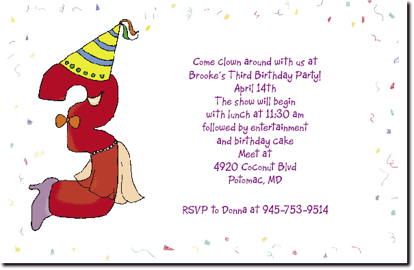 3 Year Old Birthday Invitation Wording
