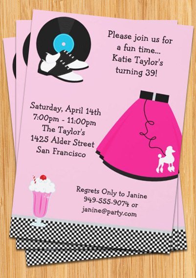 50s Sock Hop Invitations