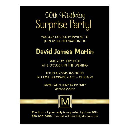 50th Surprise Party Invitations