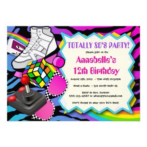 80s Birthday Party Invitation Template