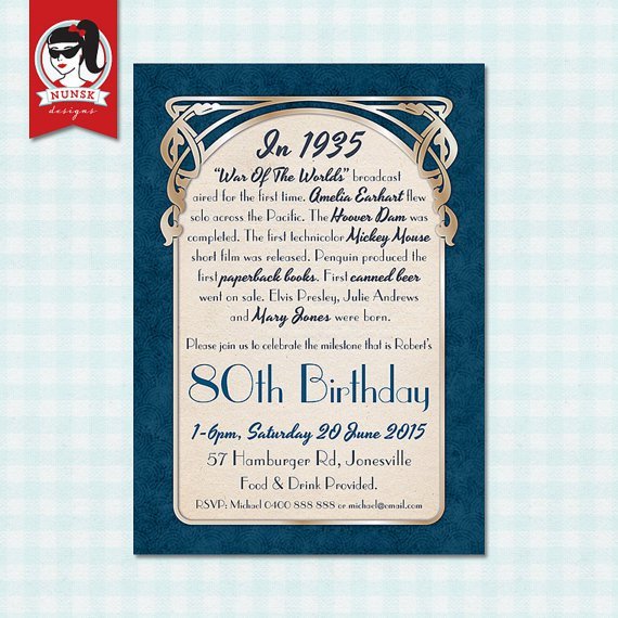 80th Birthday Invitations For Men