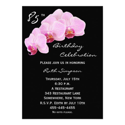 85th Birthday Party Invitation Wording